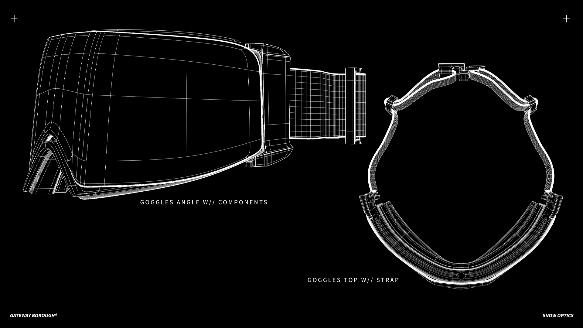 Goggles angle view & top blueprint